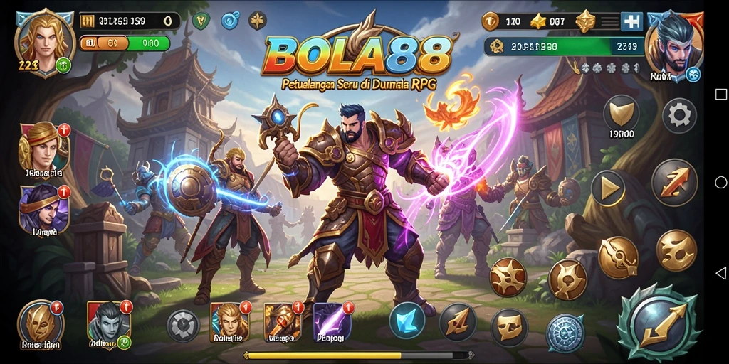Gambaran gameplay RPG seru di BOLA88 dengan pertarungan epik.