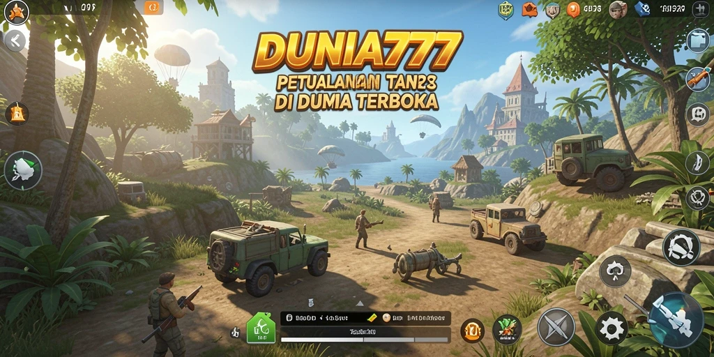 Tangkapan layar gameplay DUNIA777 di dunia terbuka yang luas.
