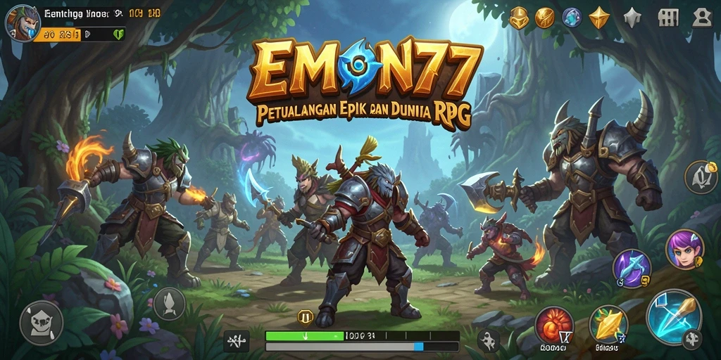 Screenshot gameplay EMON77 menampilkan pertarungan epik dan karakter yang menarik.