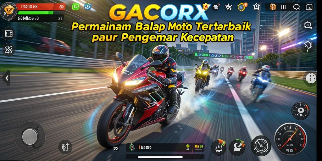 Screenshots gameplay GACORX dengan aksi balap yang seru dan mendebarkan.