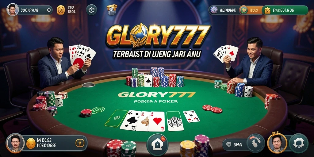 Tampilan permainan poker yang seru di GLORY777 dengan grafis menarik.