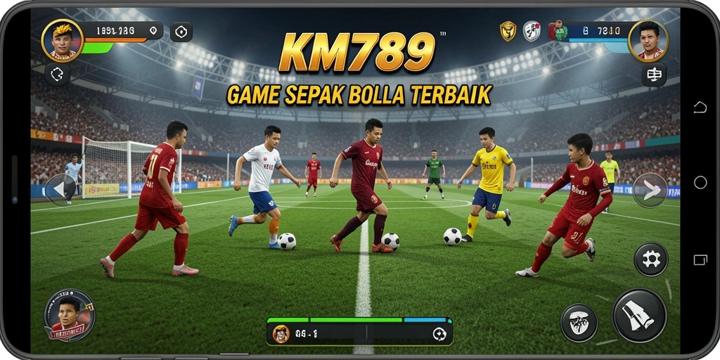 Tampilan gameplay KM789 yang mendebarkan dalam pertandingan sepak bola.