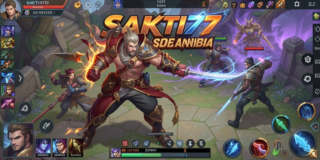 Tangkapan layar game MOBA SAKTI77 menampilkan aksi seru di arena.