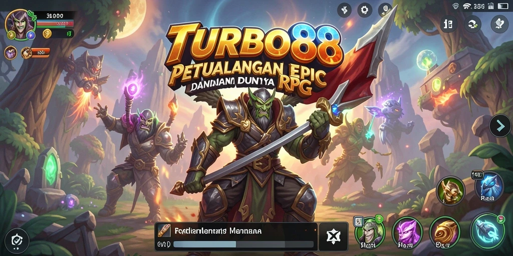 Tampilan gameplay <strong>TURBO88</strong> yang epik dan menawan dalam dunia RPG.