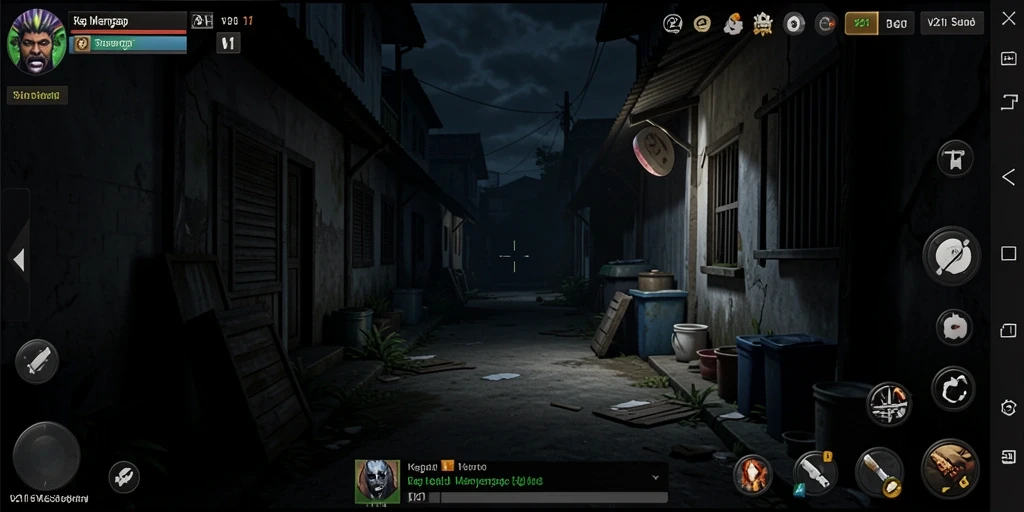 Screenshot V21 menampilkan suasana kelam dan mencekam saat gameplay berlangsung.