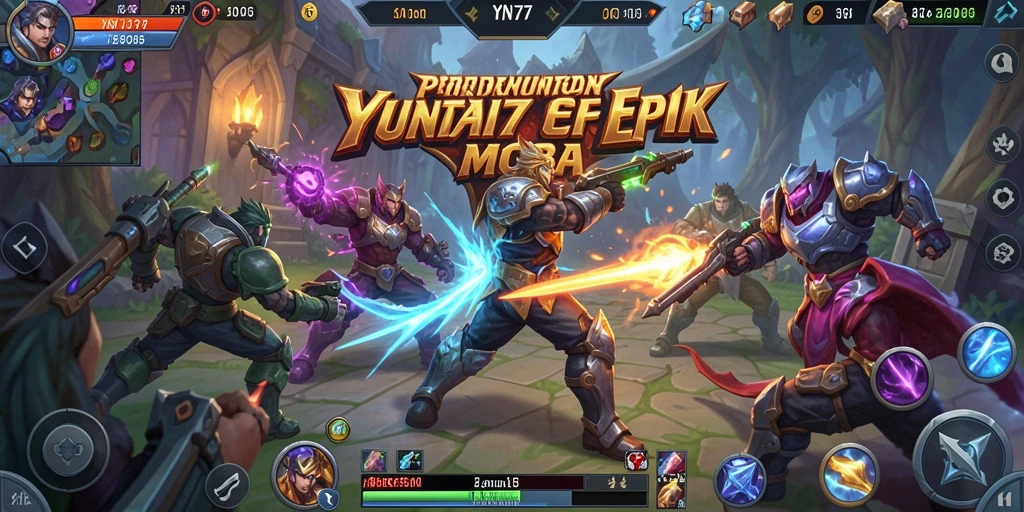 Gameplay YN777 yang menegangkan dan seru dalam pertempuran MOBA.